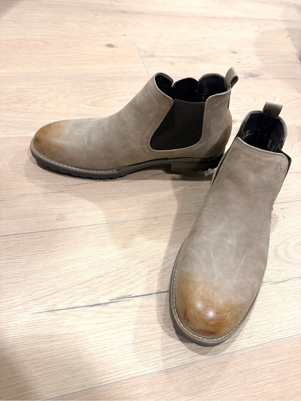 Bruno Marc Men's Taupe Chukka Chelsea Boots
